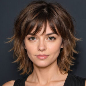 Tousled Shag with Side-Swept Bangs