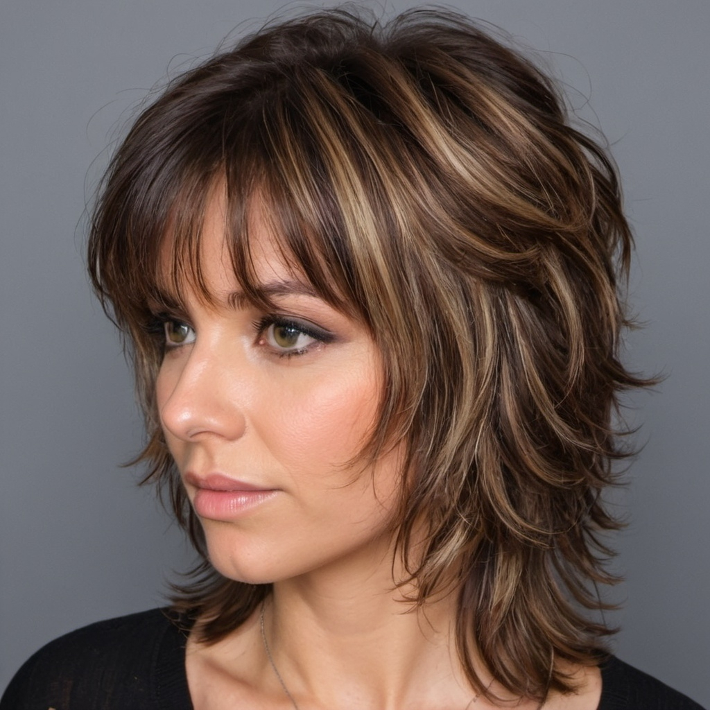 Layered Shag with Face-Framing Highlights