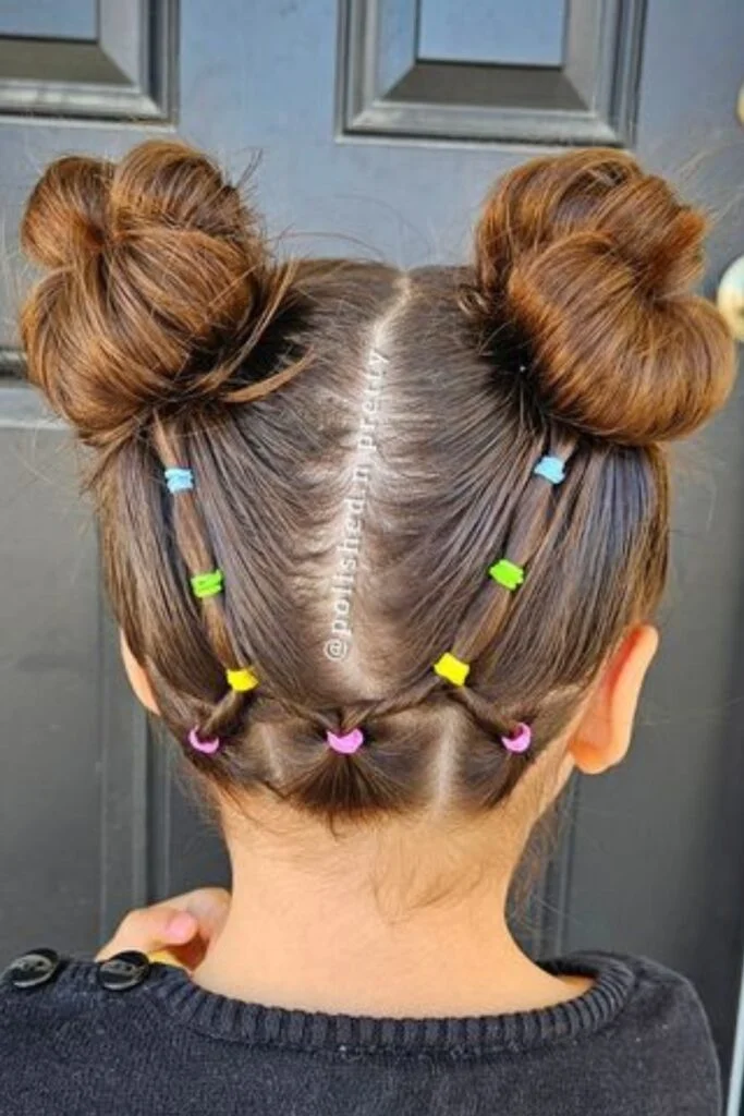 Colorful Beaded Space Buns