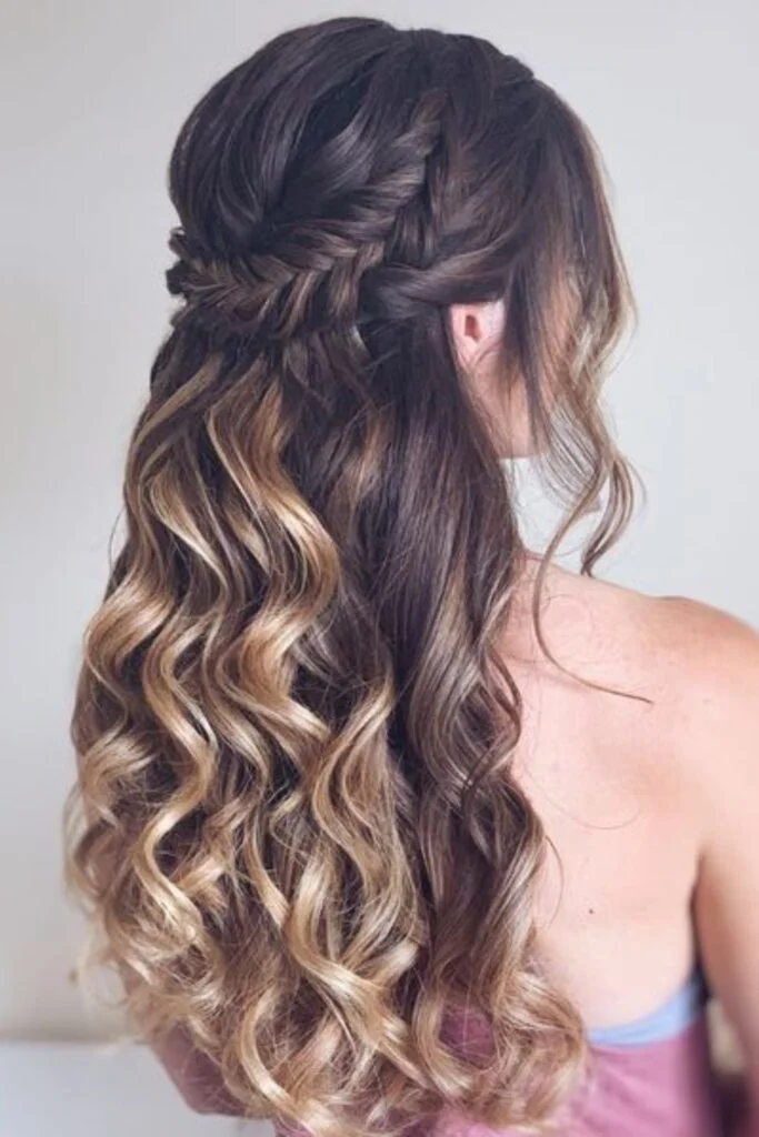 Half-Up Fishtail with Loose Curls