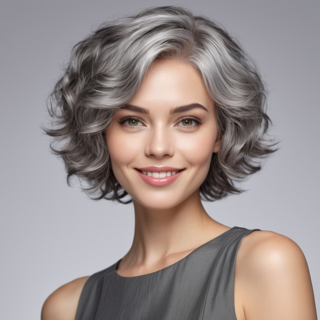 Light Charcoal Silver Pixie Cut