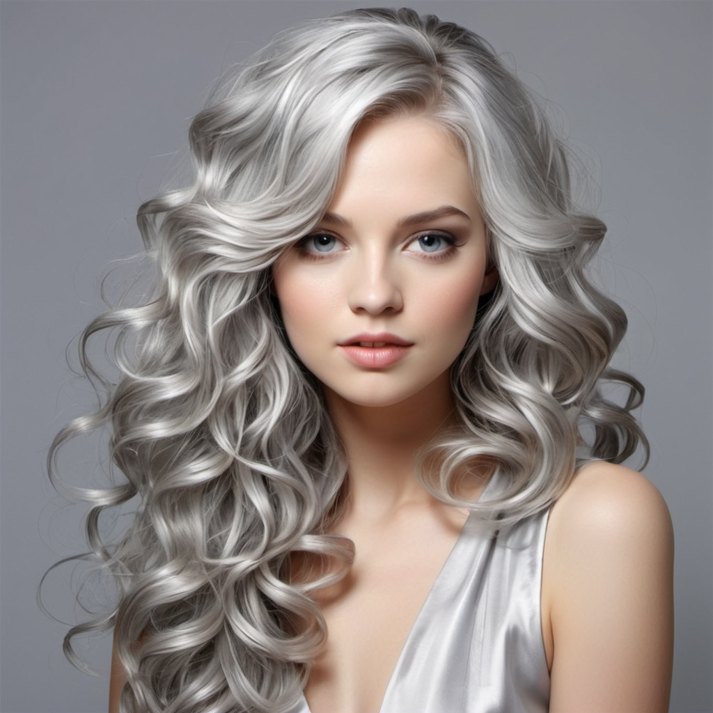 Long Flowing Silver Curls