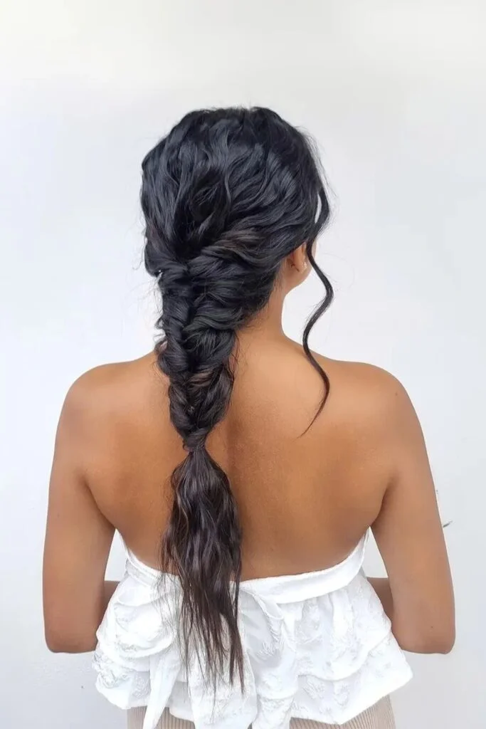 Loose Fishtail Braid with Soft Waves