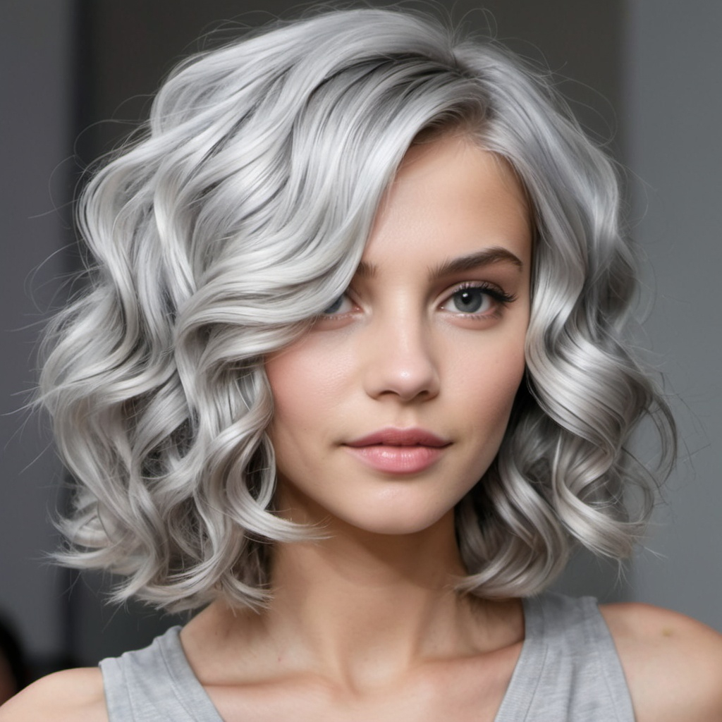 Voluminous Silver Bob with Fringe