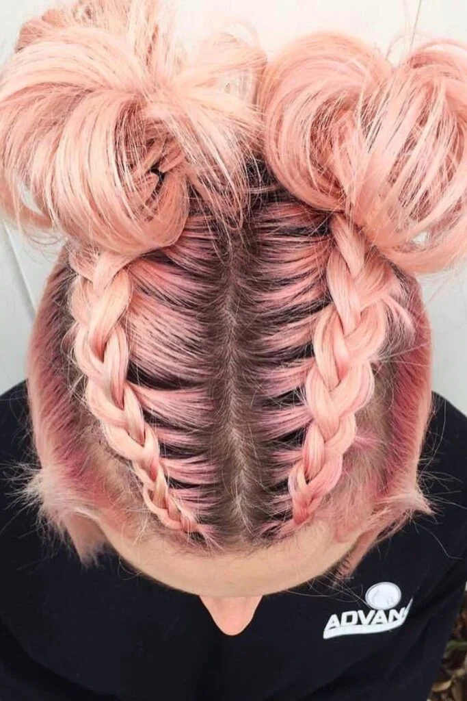 Pink Braided Space Buns