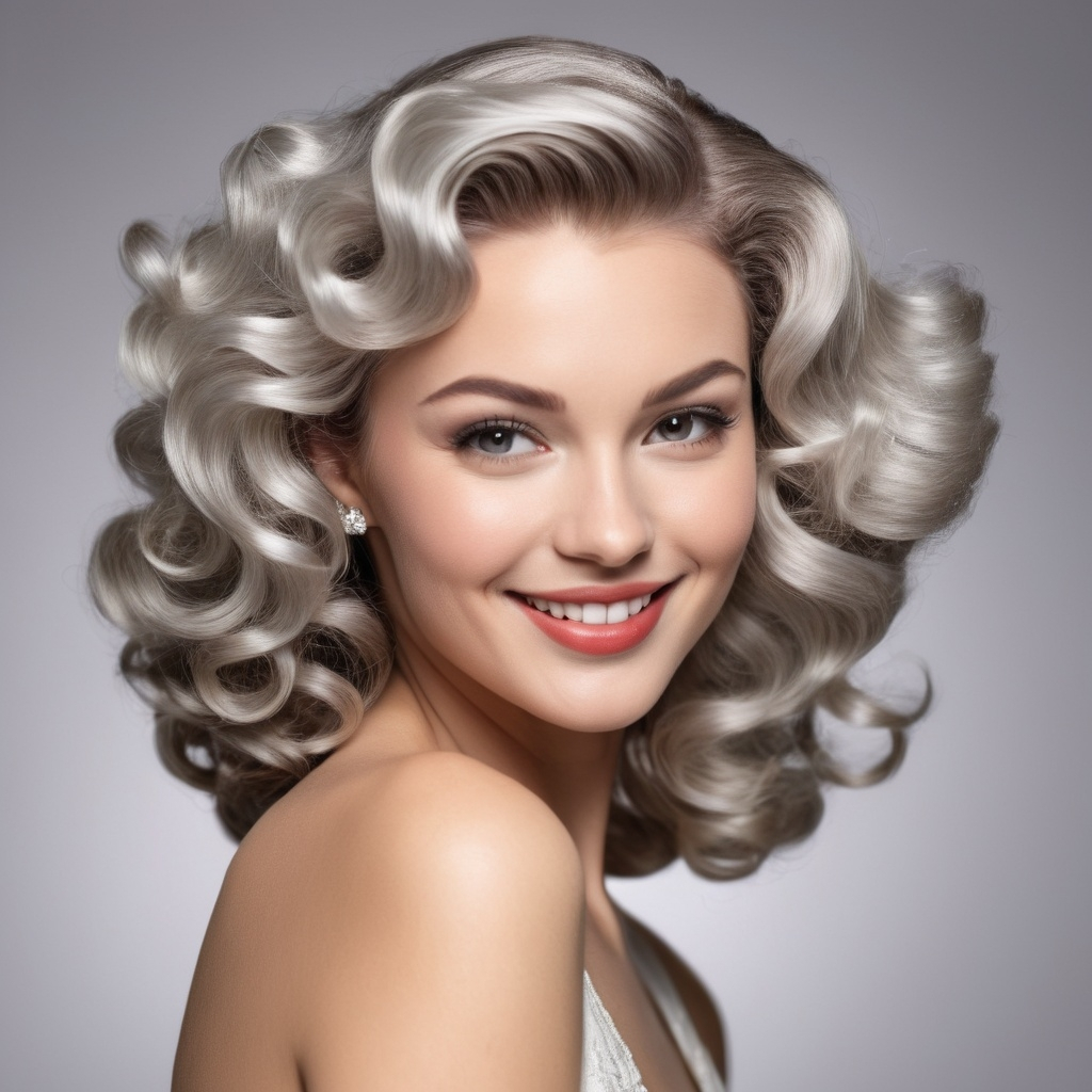 Retro Silver Pin-Up Curls