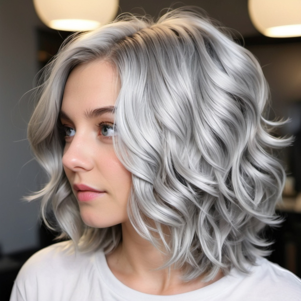 Shoulder-Length Layered Silver Waves