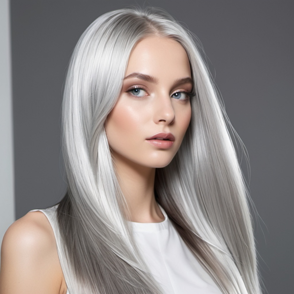 Sleek and Shiny Long Silver Tresses