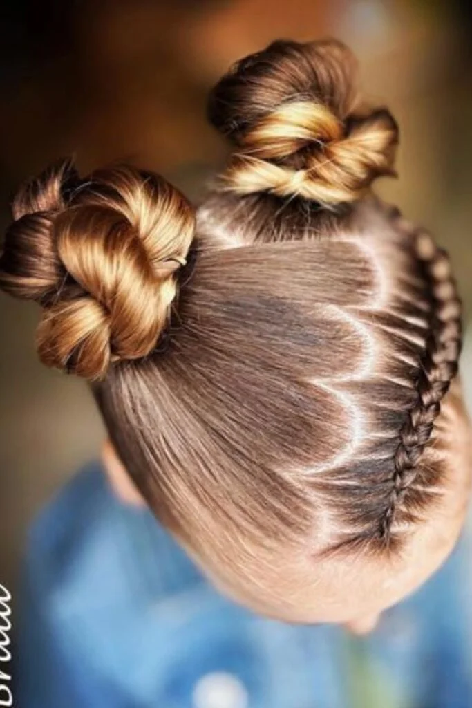 Swirled Space Buns with a Braided Detail