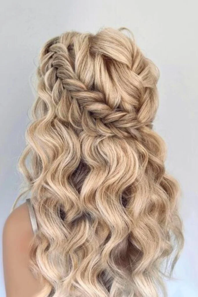 Voluminous Fishtail Braid with Curls