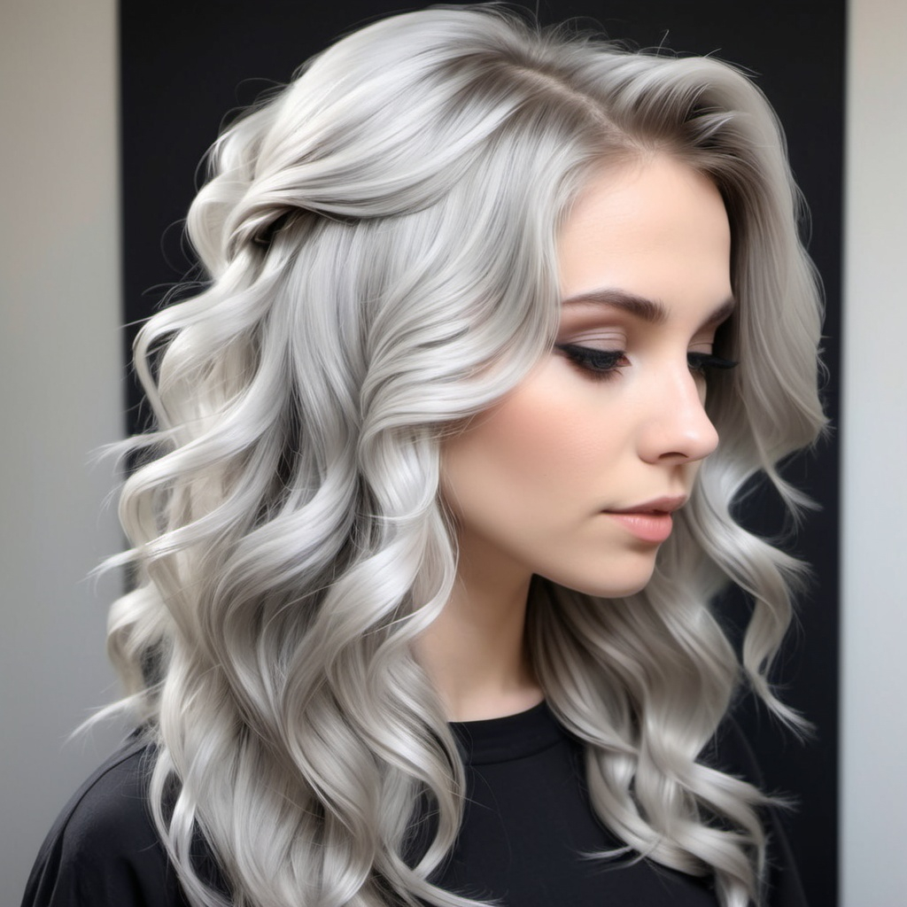 Soft Silver Cascading Waves Gorgeous Silver Hairstyle Color Ideas