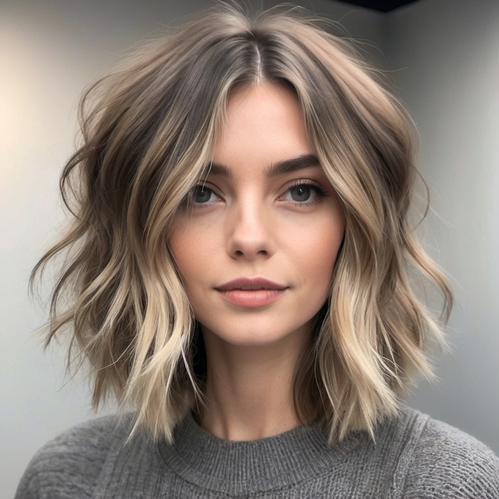 Middle-Parted Lob Hairstyle