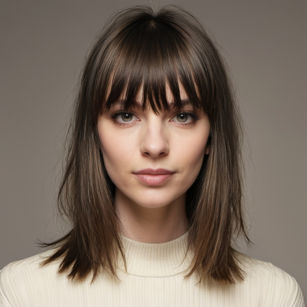 Textured Layers with Blunt Bangs