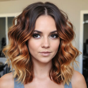 Rusty Ombre Waves Hairstyle