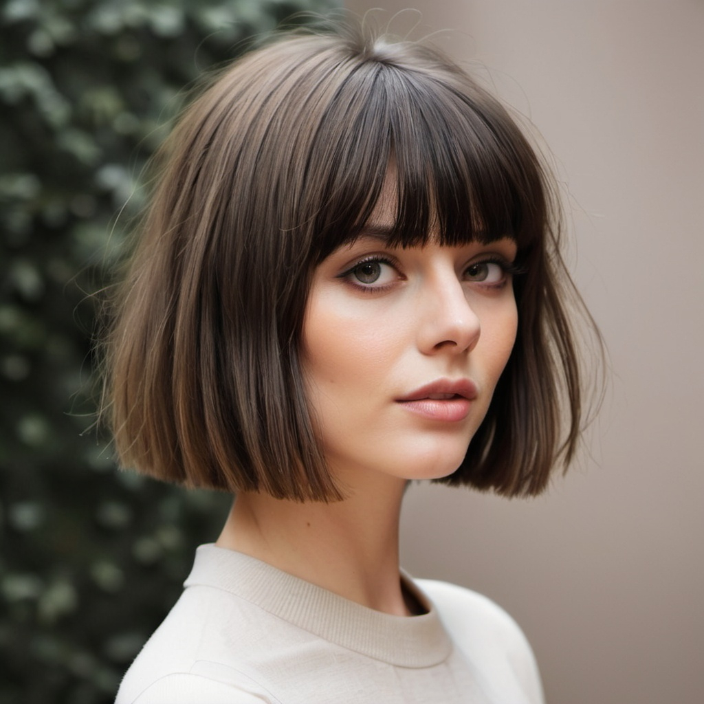 Blunt Bangs Lob Style