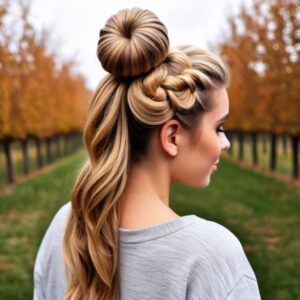 Apple Cider Half-Up Bun Style