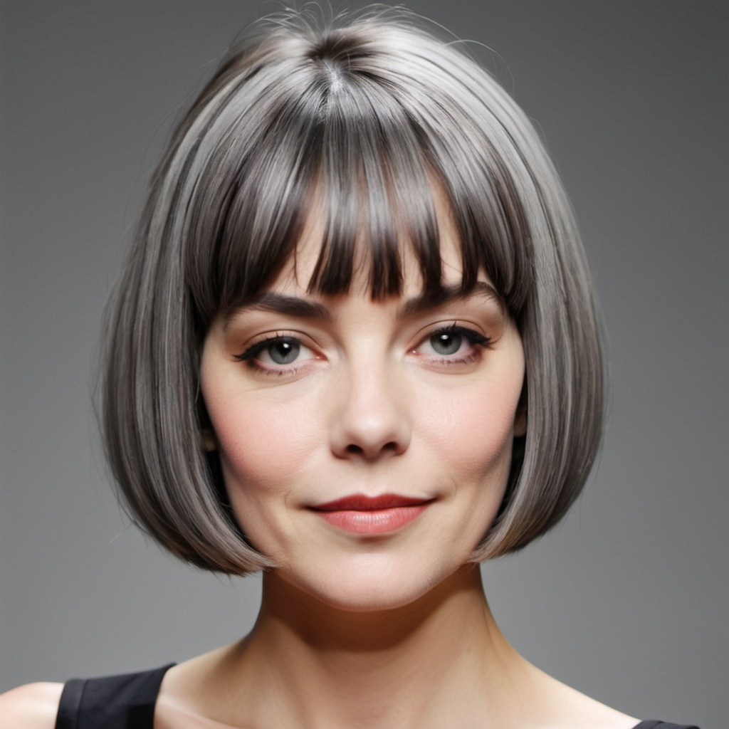 Blunt Gray Chin-Length Bob