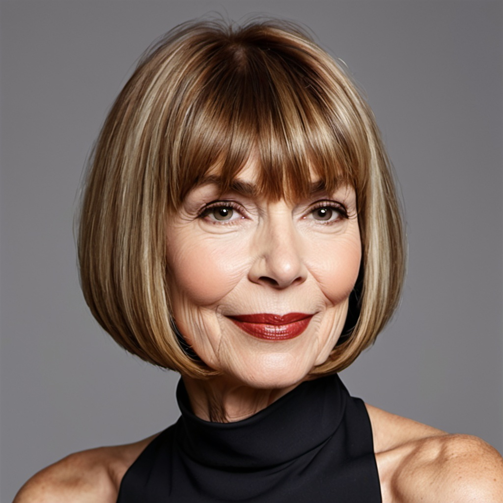 Chic Medium-Length Bob with Long Blunt Bangs