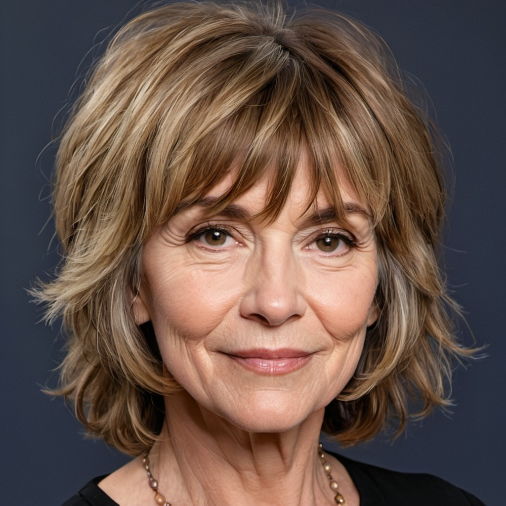 Textured Shaggy Lob with Side-Swept Bangs