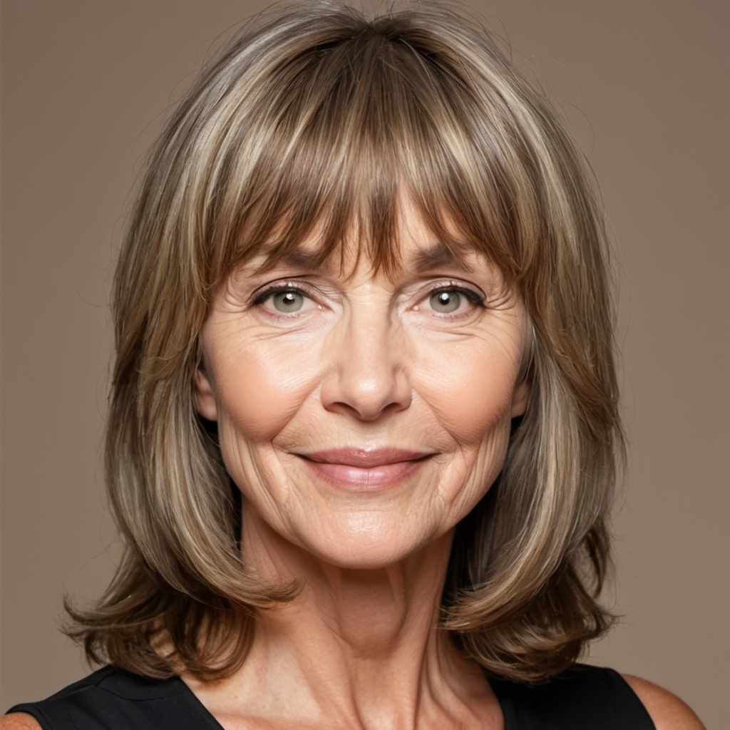 Feathered Medium-Length Hair with Face-Framing Bangs