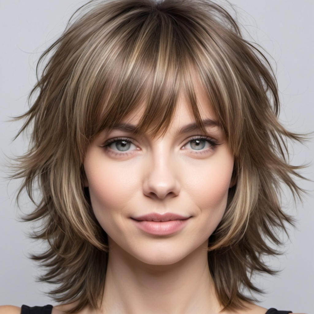 Feathered Layered Haircuts with Wispy Bangs