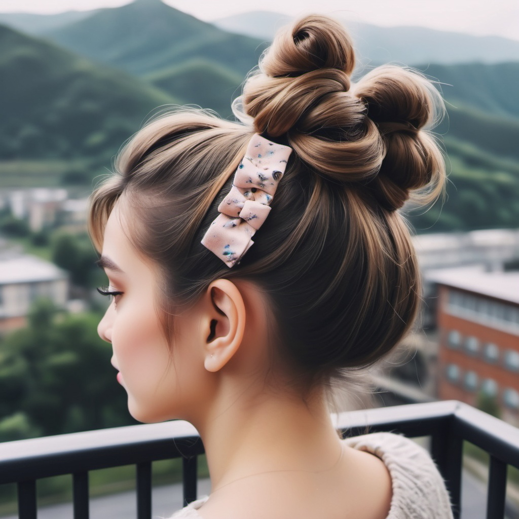 Messy Top Knot with Hair Accessory