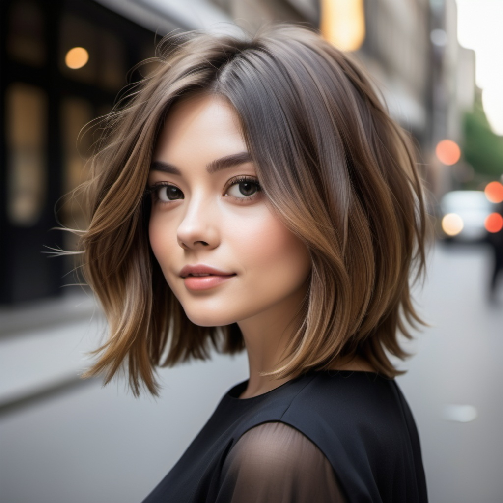 Side-Parted Lob Hair Cut