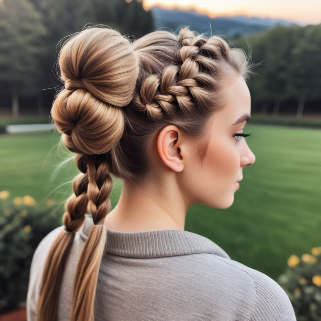 Playful Half-Up Braided Bun