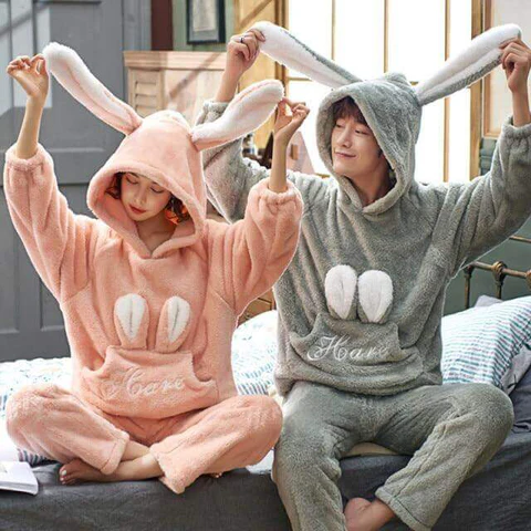 Large Bunny Ears Hoodie Pajamas