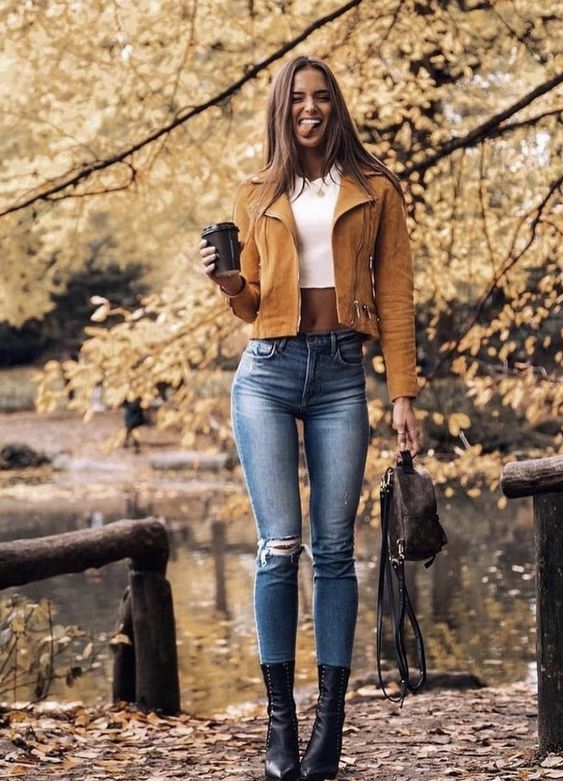 Mustard Suede Jacket Fall Outfit