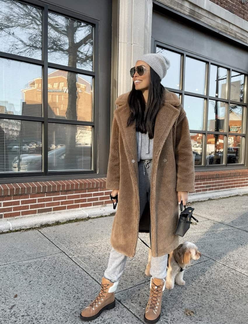 teddy jacket + shearling-lined boots